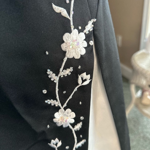 Niki Livas Vintage Black Strapless Floral Embroidered Dress - Picture 4 of 6